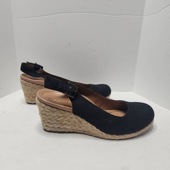 Vionic Womens Coralina Espadrille Black 2.5in. Wedge Slingback Sandals Size 7 - Picture 5 of 8